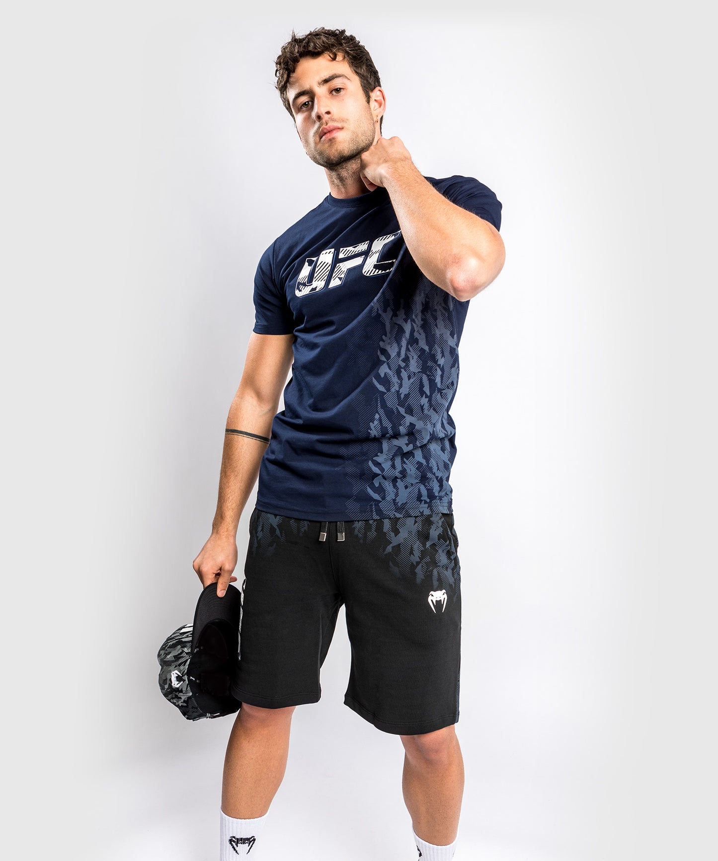 T-shirt Manches Courtes en Coton Homme UFC Venum Authentic Fight Week - Bleu Marine