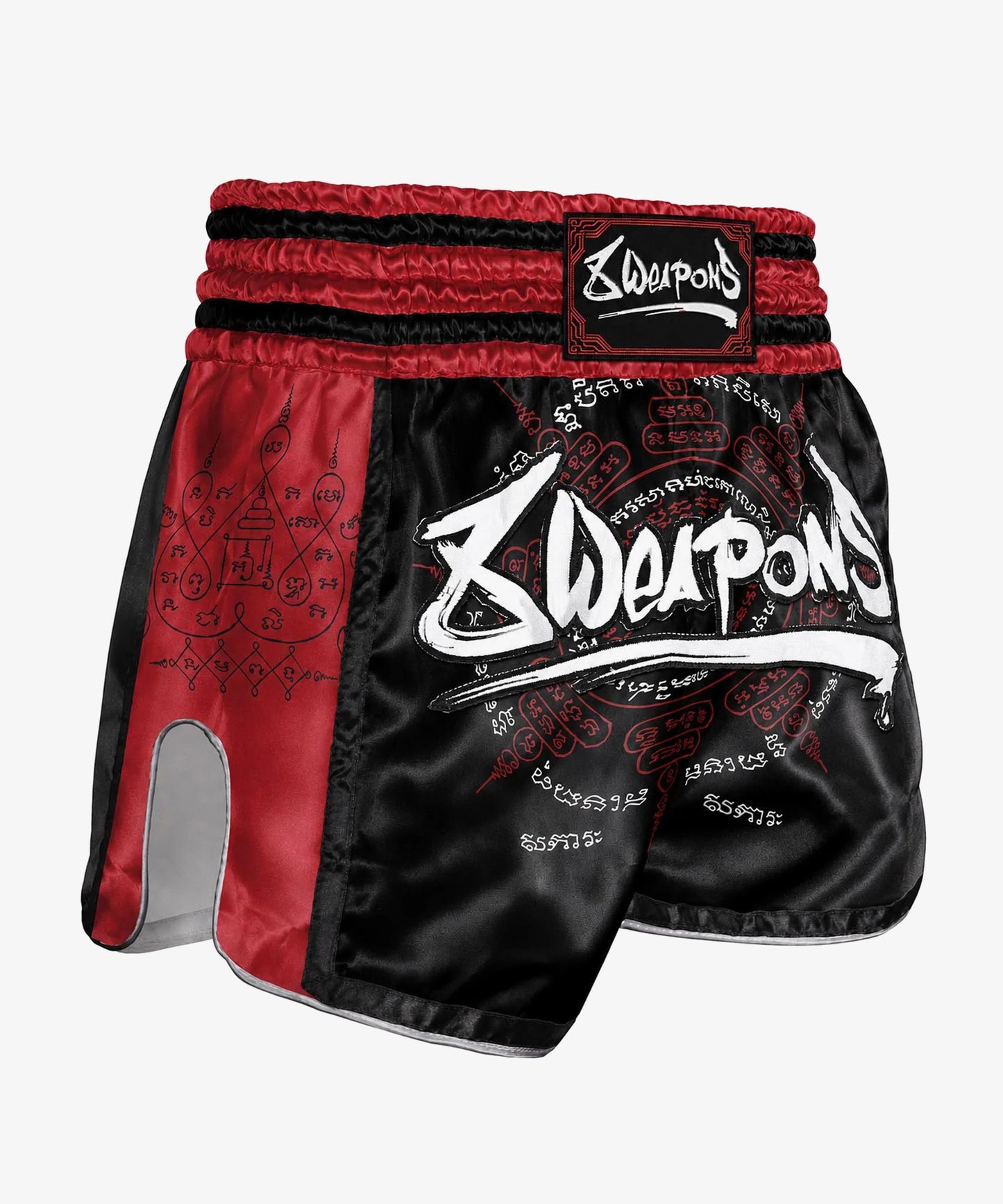 8 Weapons 8 Ways Yant 2.0 Pantaloncini da Muay Thai - Nero/Rosso