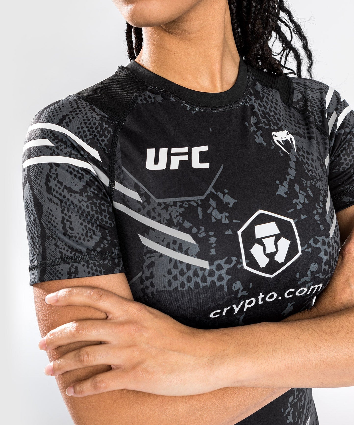 Women's UFC Adrenaline by Venum Authentic Fight Night Short Sleeve Rashguard - Black