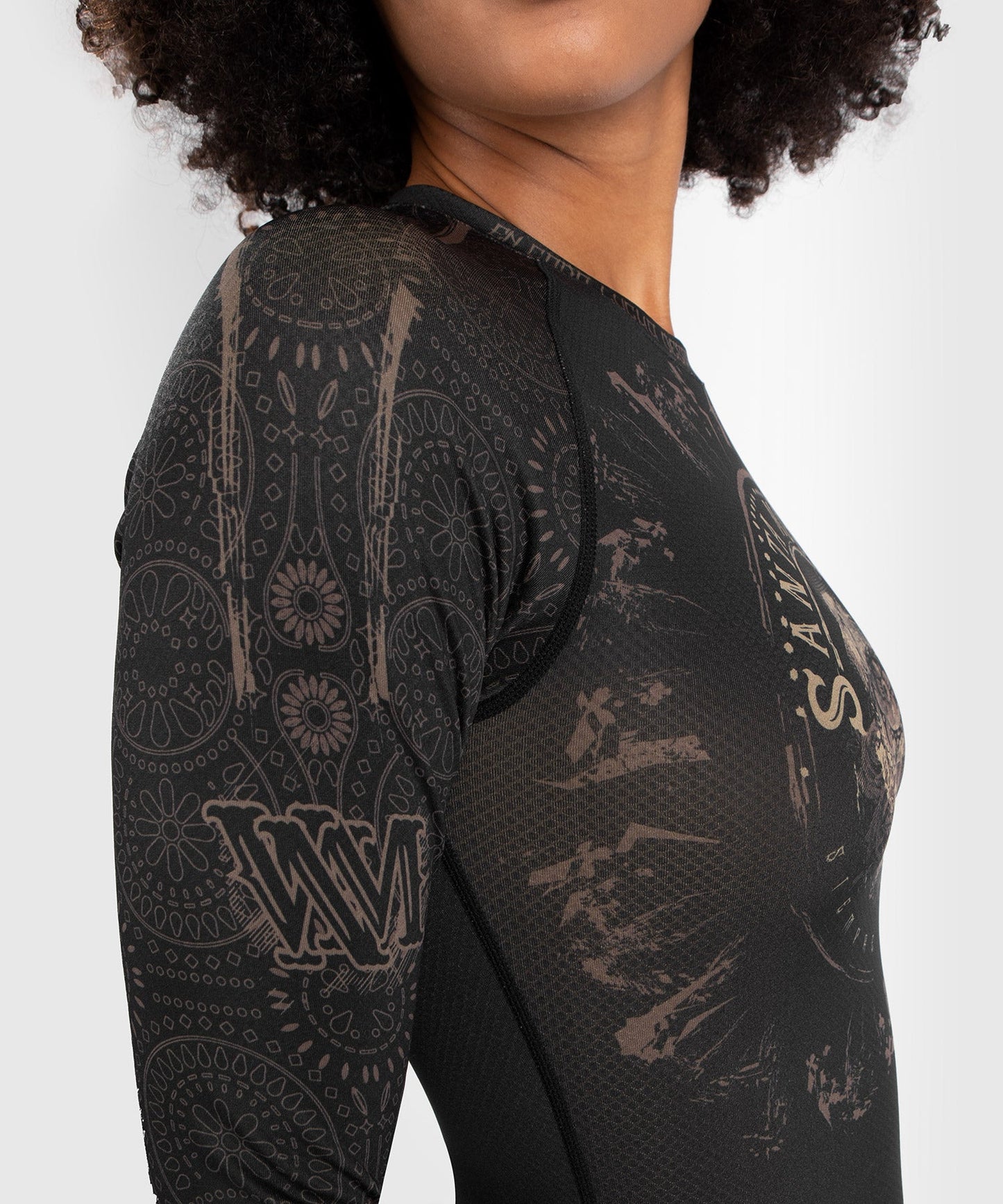 Santa Muerte Dark Side Women's Rashguard Venum - Long Sleeve - Black/Brown