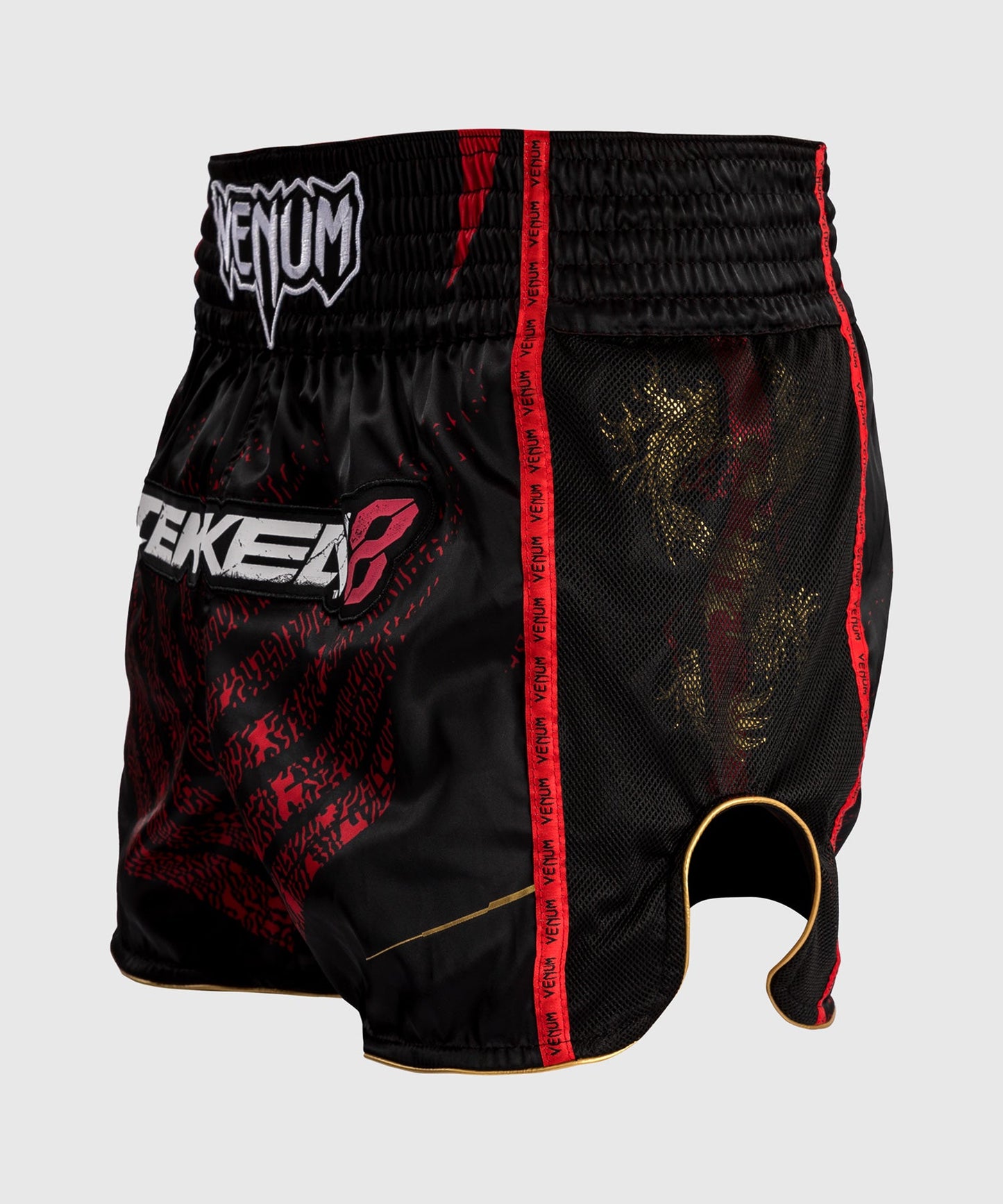 Venum x Tekken 8 Muay Thai Shorts - Marshall Law - Black/Red/Gold