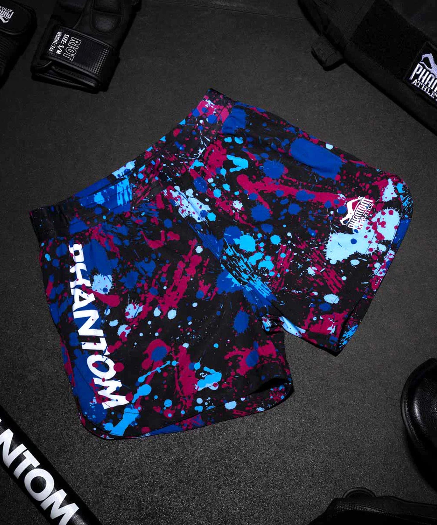 Phantom Athletics Fusion Splatter Fight Shorts - Black/Blue/Red