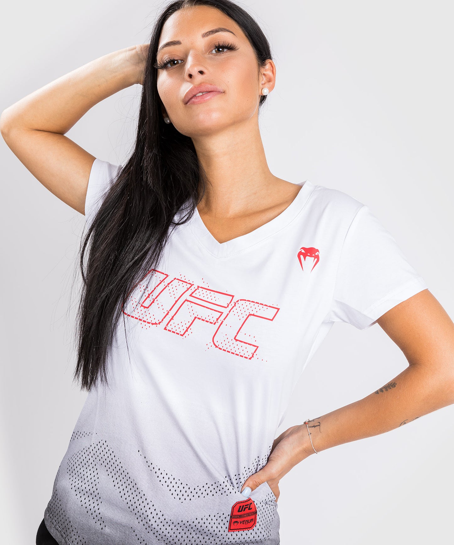 Camiseta De Algodón Manga Corta Para Mujer UFC Venum Authentic Fight Week - Blanco