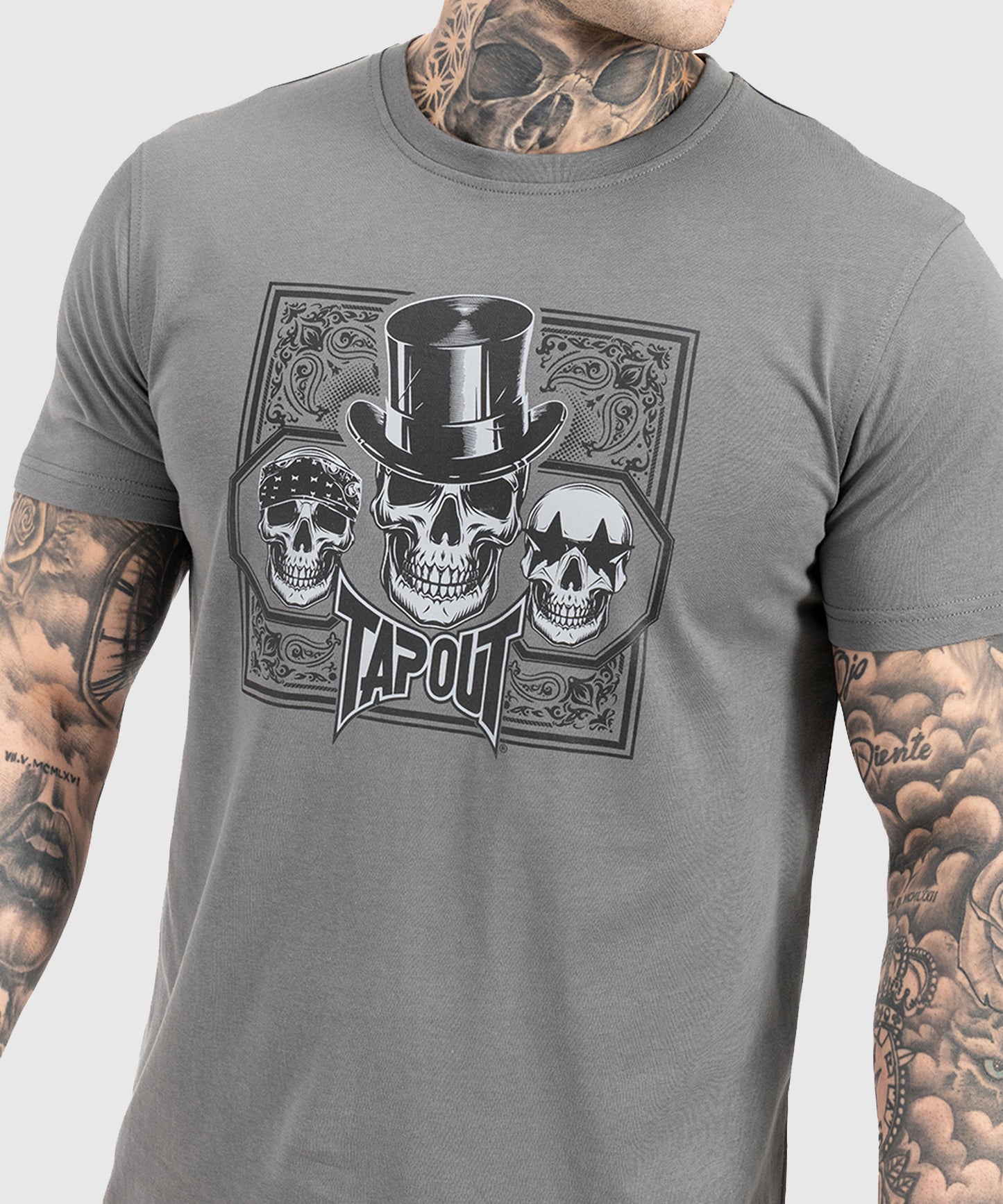 T-Shirt Tapout Skull - Gris/Noir