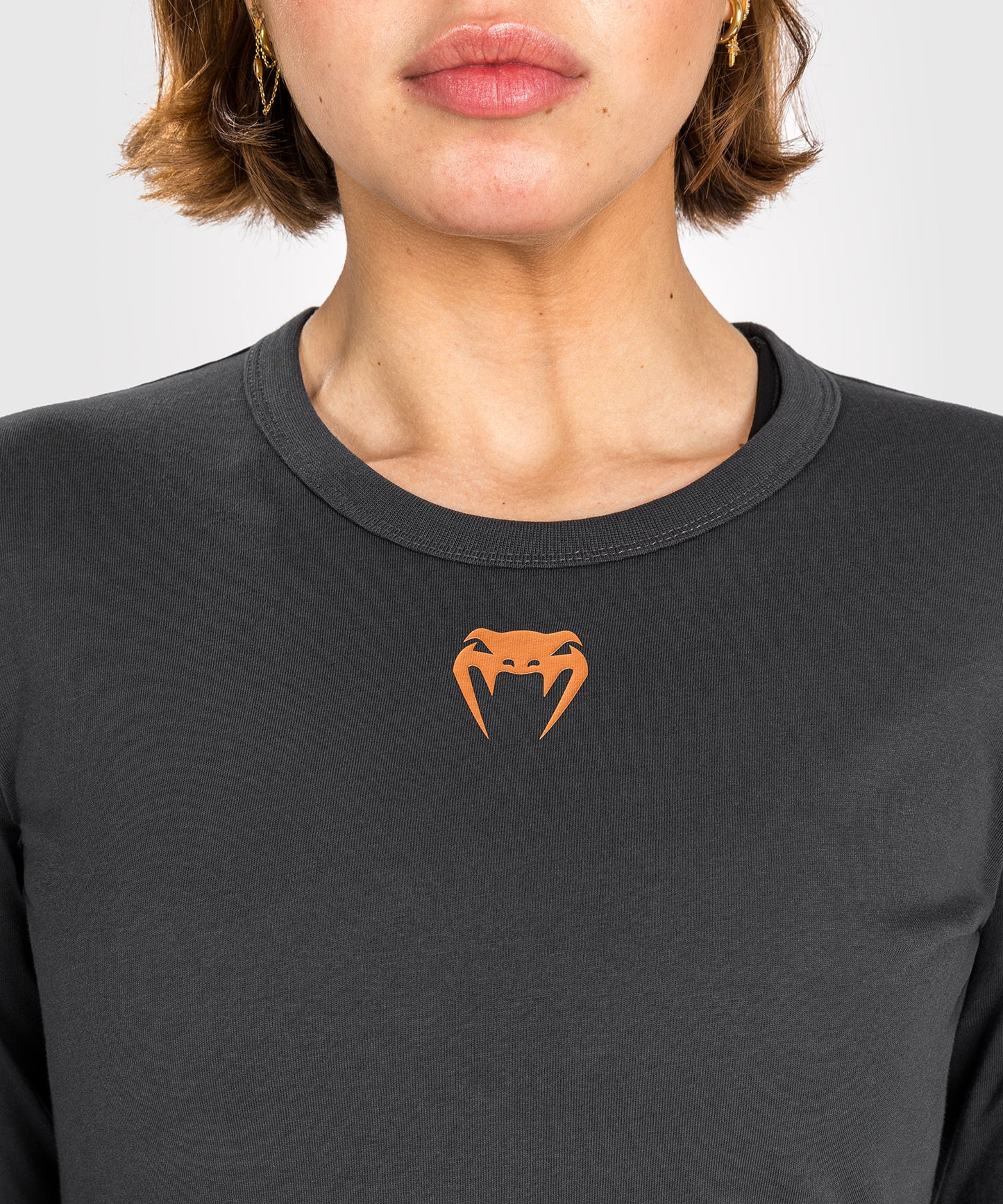 UFC Adrenaline by Venum Fight Week Frauen Langarm Baumwoll T-Shirt - Charcoal Grey