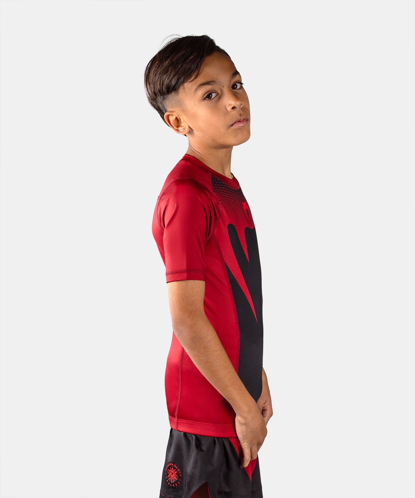 Venum Attack Kids Short Sleeve Rashguard - Black/Red