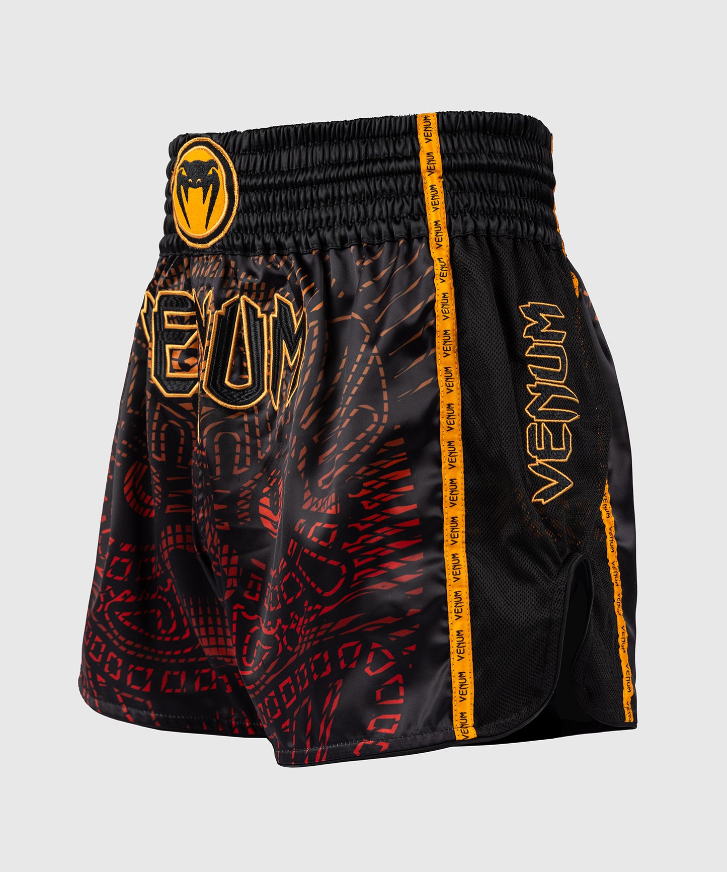 Short de Muay Thaï Venum Quetzal Fury - Noir/Rouge Fury/Mandarine