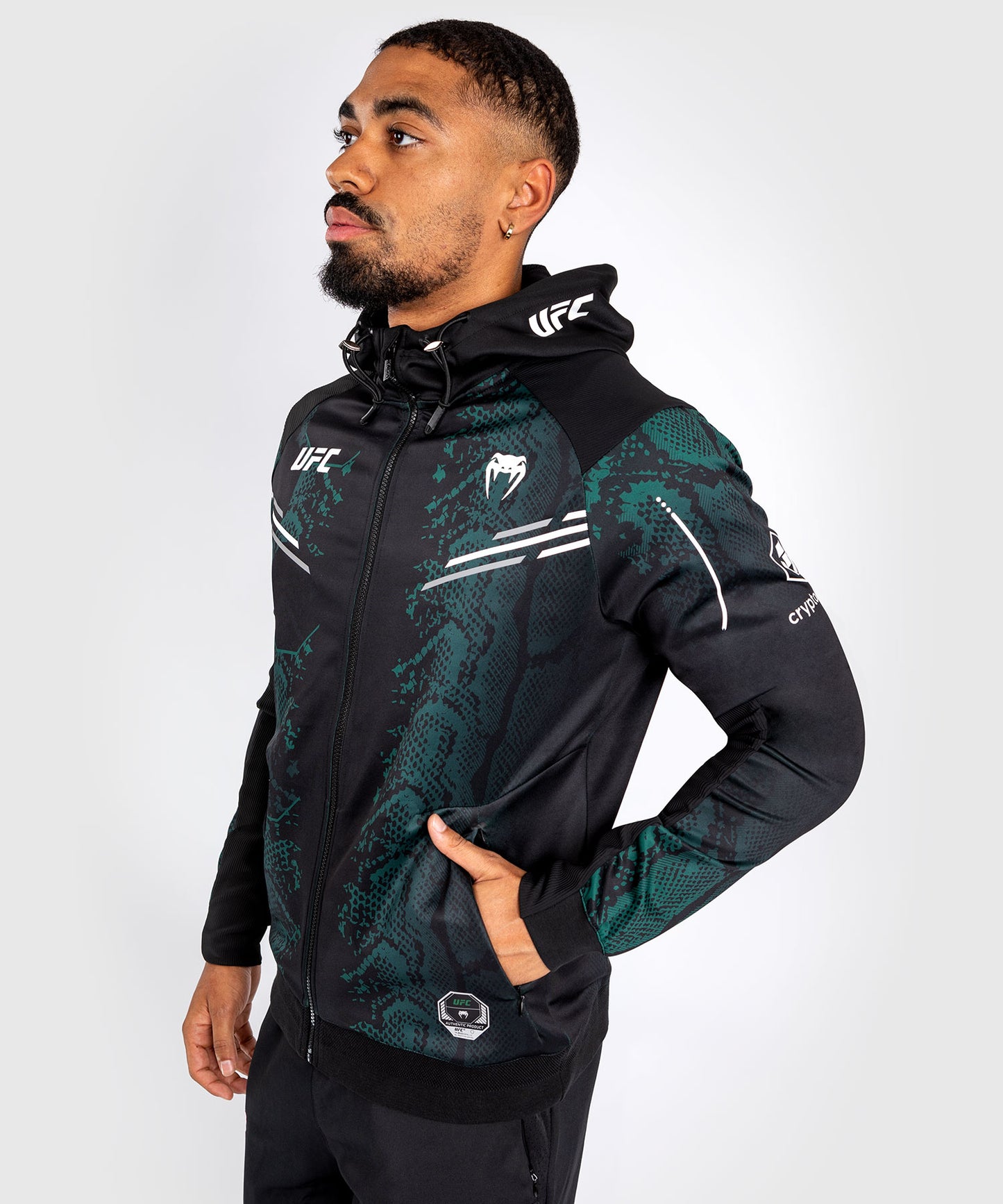 Veste à capuche pour Hommes UFC Adrenaline by Venum Authentic Fight Night - Emerald Edition - Vert/Noir
