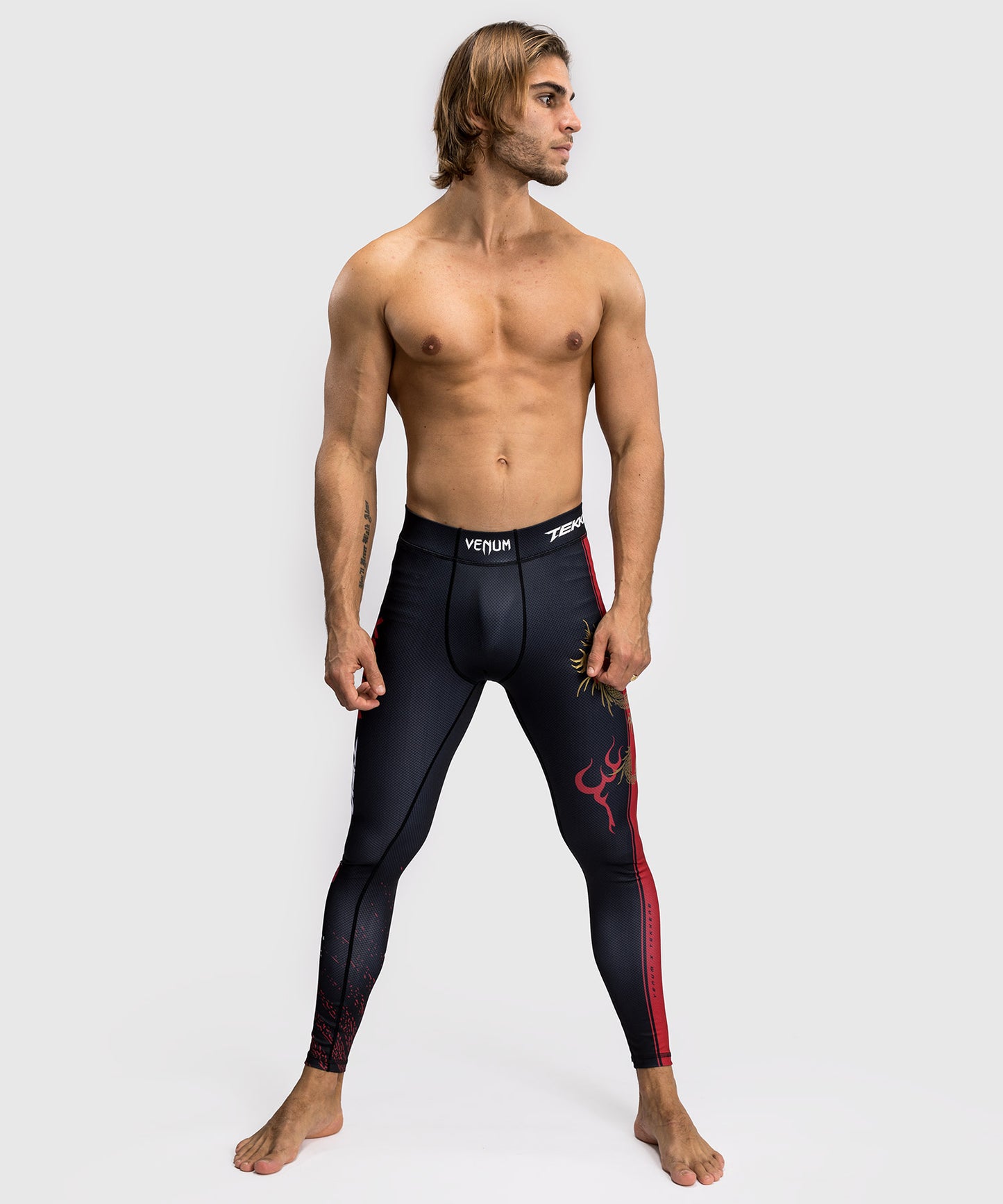 Venum x Tekken 8 Compression Pants - Marshall Law - Black/Red/Gold