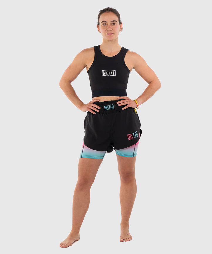 Women's Metal Boxing Sports Bra - Black