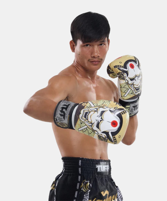 Tuff The White Oni Boxing Gloves - Beige/White