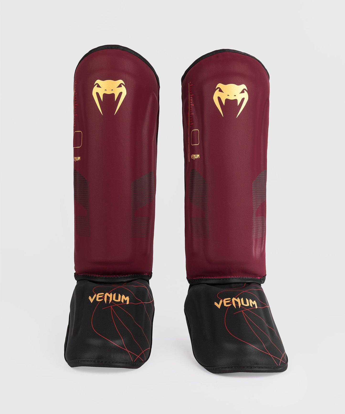 Venum Tactical XT Shin Guards - Black/Burgundy/Gold