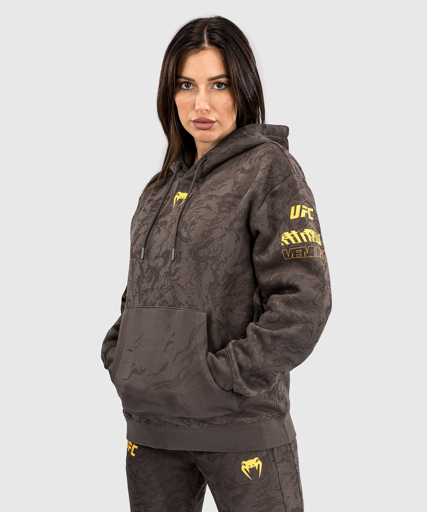Sweatshirt à Capuche pour Femmes UFC Fusion by Venum Fight Week - Marron Terrestre