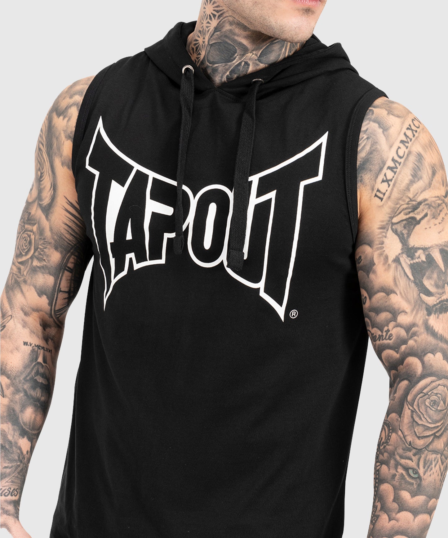 Tapout Alemada Sleeveless Hoodie - Black/White