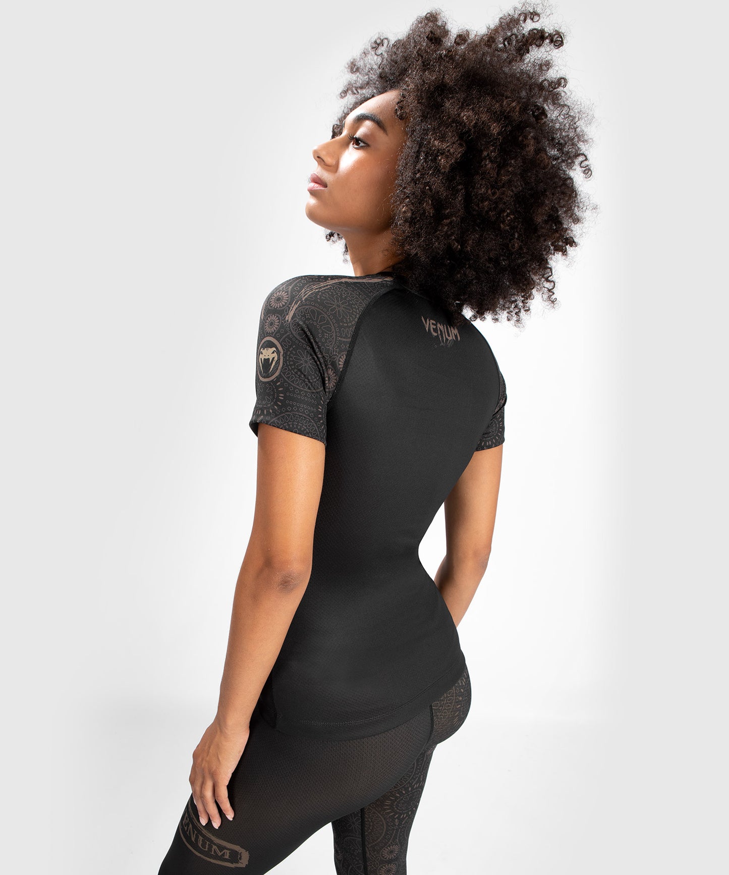 Rashguard Santa Muerte Dark Side Femme Venum - Manches Courtes - Noir/Marron