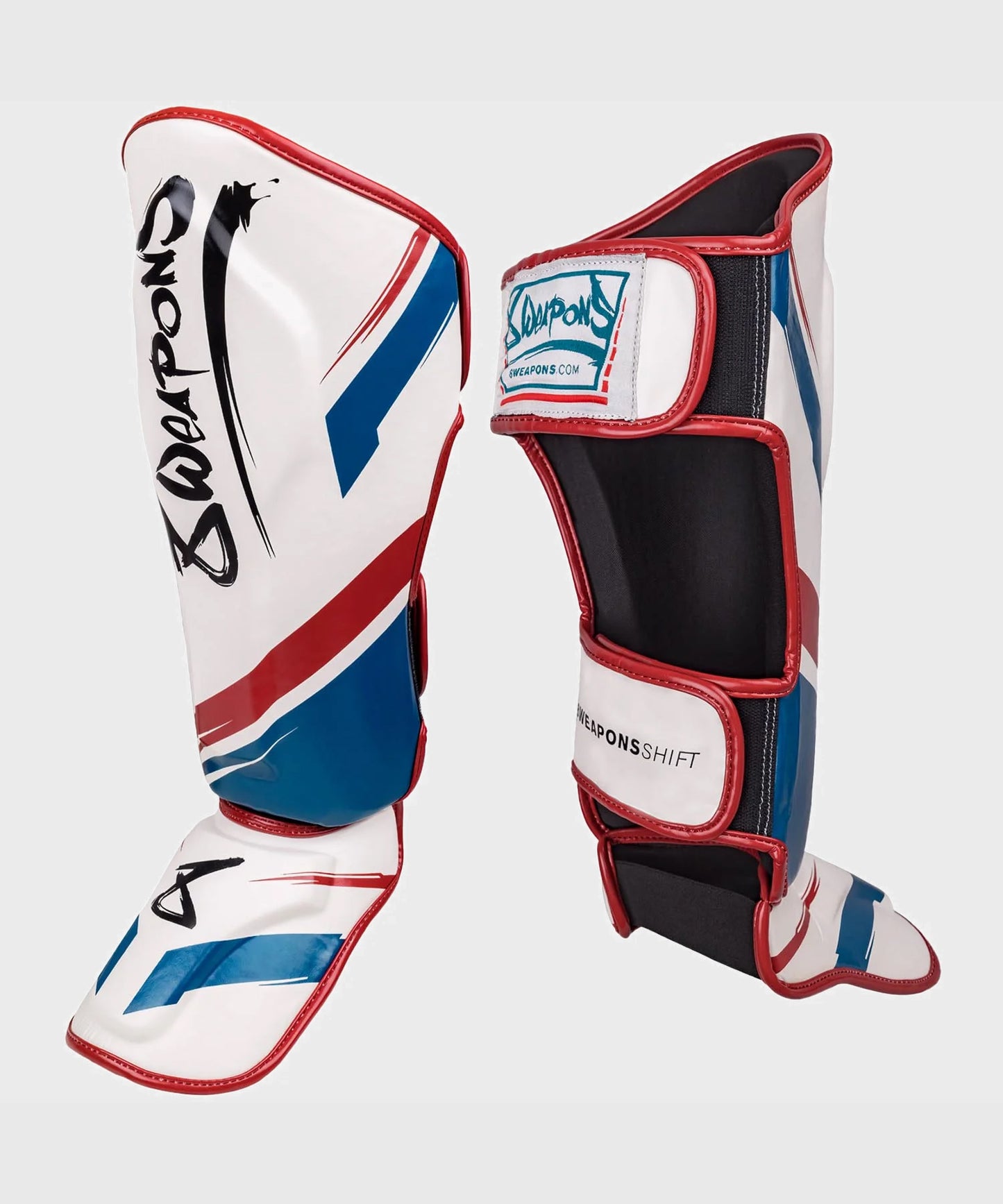 8 Weapons Shift Shin Guards - White/Blue/Red