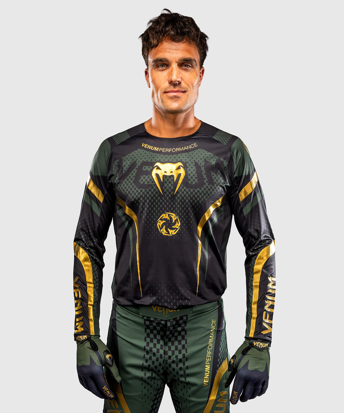Venum MX Challenger Maglia da Motocross - Nero/Verde/Oro