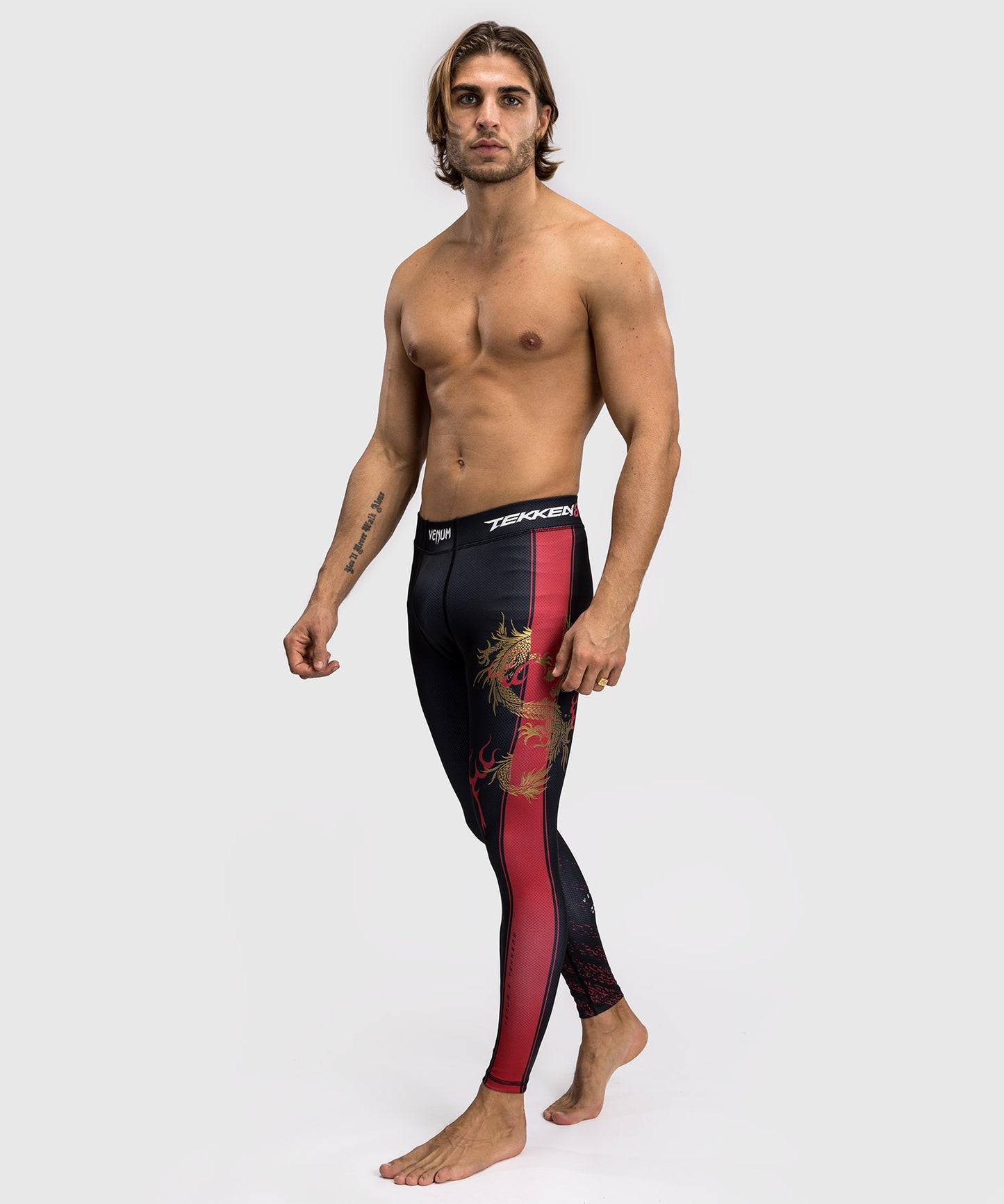 Venum x Tekken 8 Compression Pants - Marshall Law - Black/Red/Gold