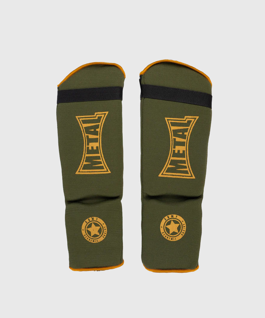 Protège-Tibias Et Coup De Pieds Coton Metal Boxe Military - Kaki