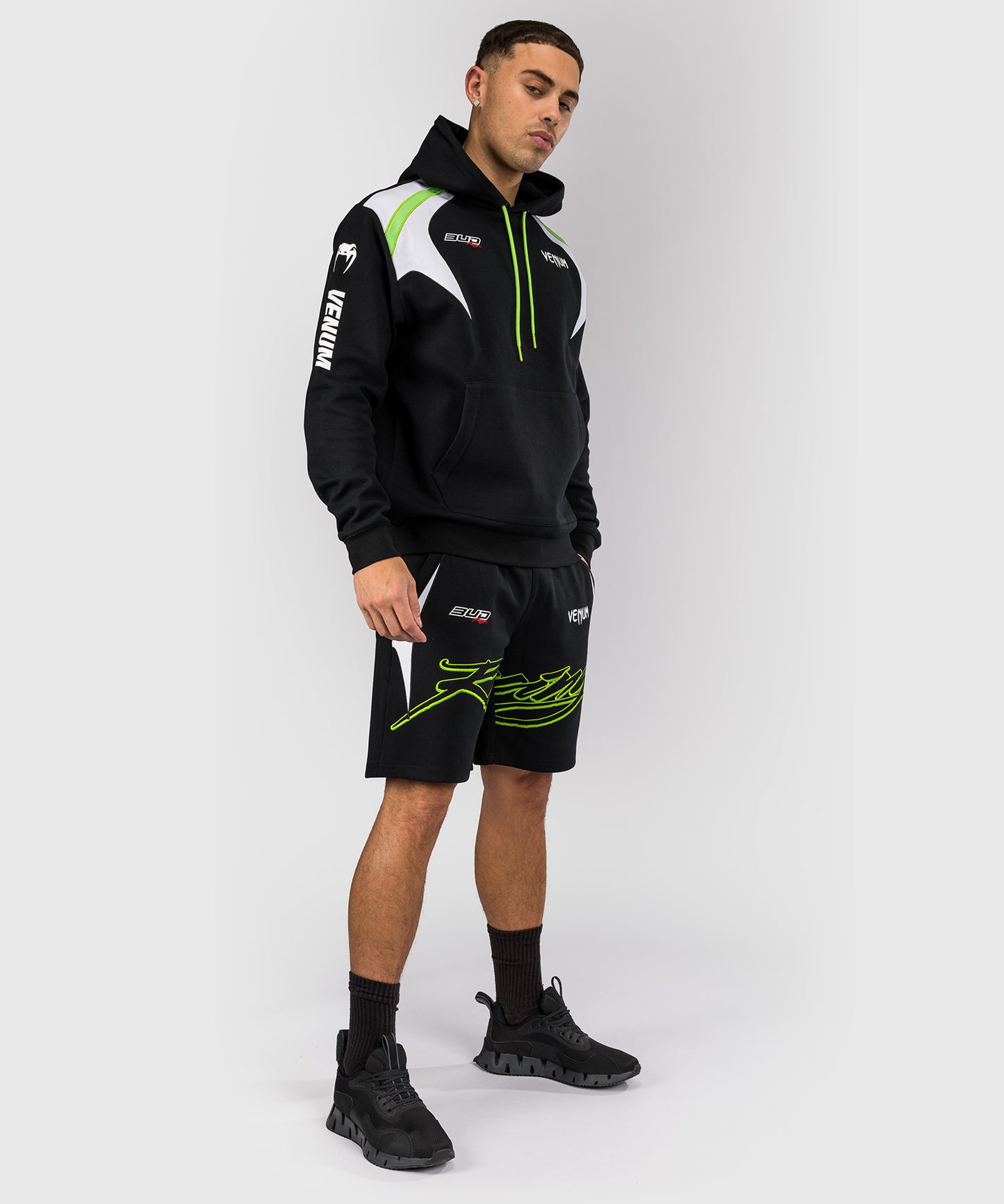 Venum x Bud Racing Men's Cotton Shorts - Black/White/Lime Green