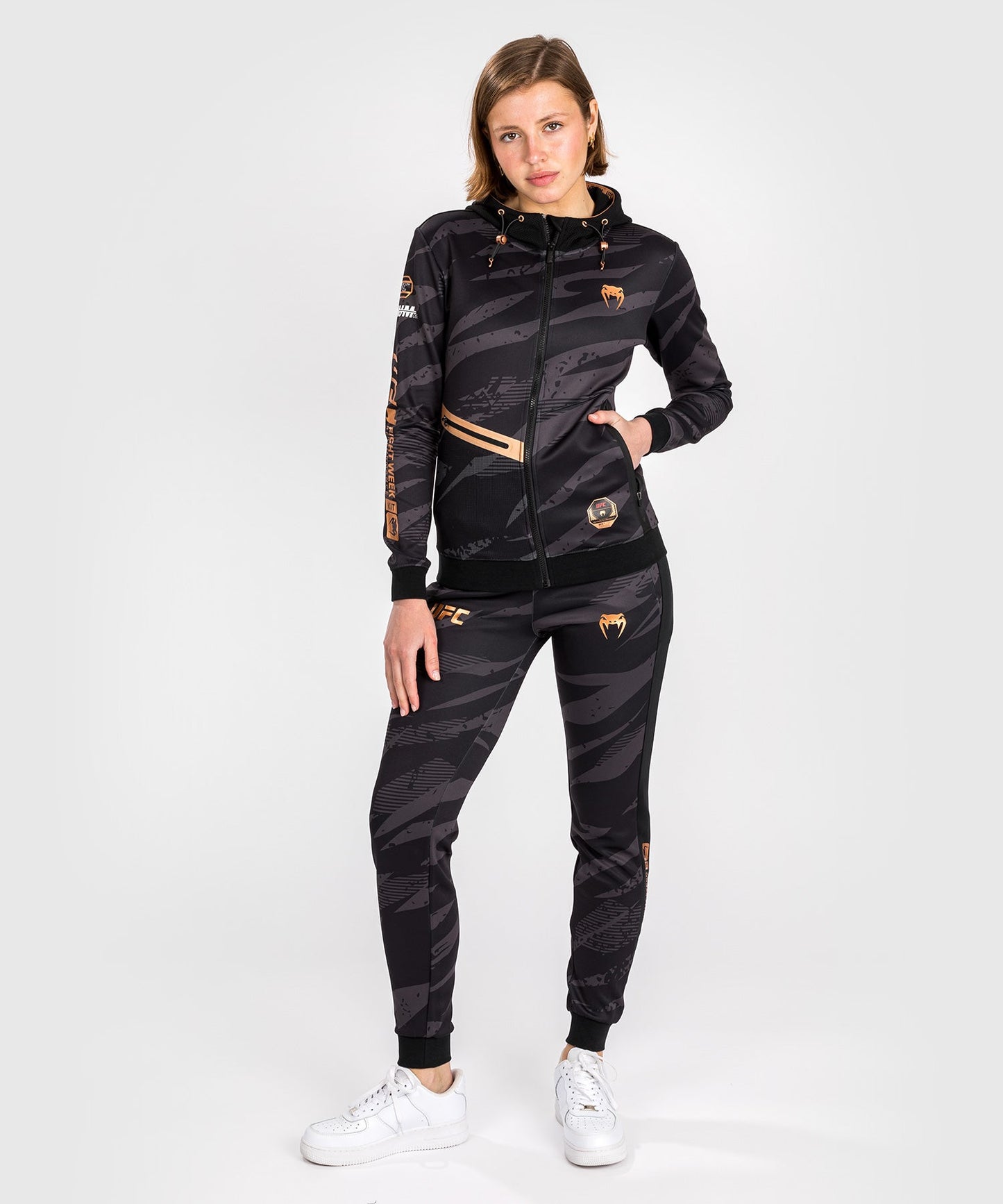 Women's Zipped Hooded Jacket UFC Adrenaline by Venum Fight Week - Urban Camo