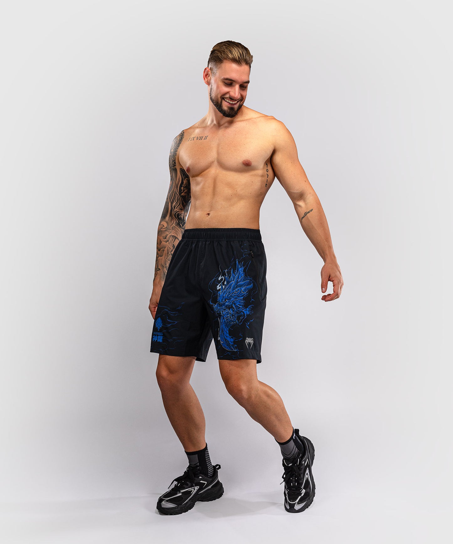 Short d’Entraînement Venum Thunder Dragon – Noir/Bleu Royal