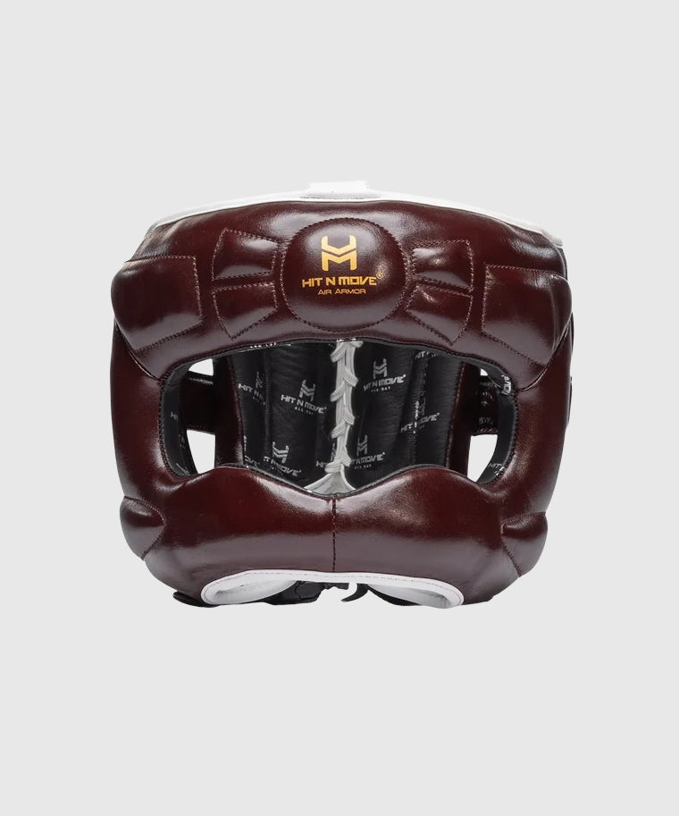 Hit N Move Air Armor Casco de Boxeo con Barra Facial - Burdeos