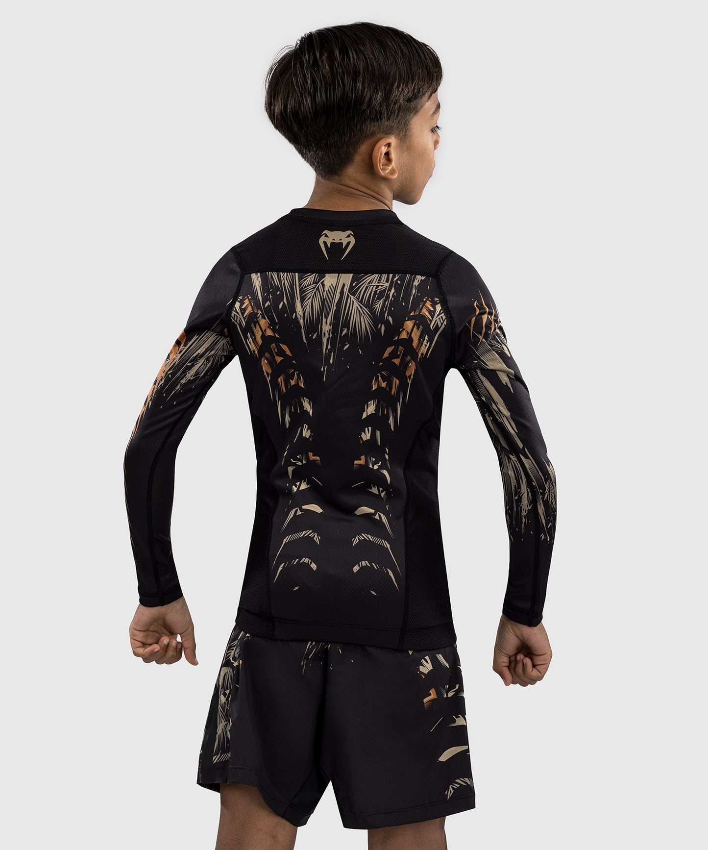 Venum Tiger Kids Long Sleeve Rashguard - Black/Orange Neon