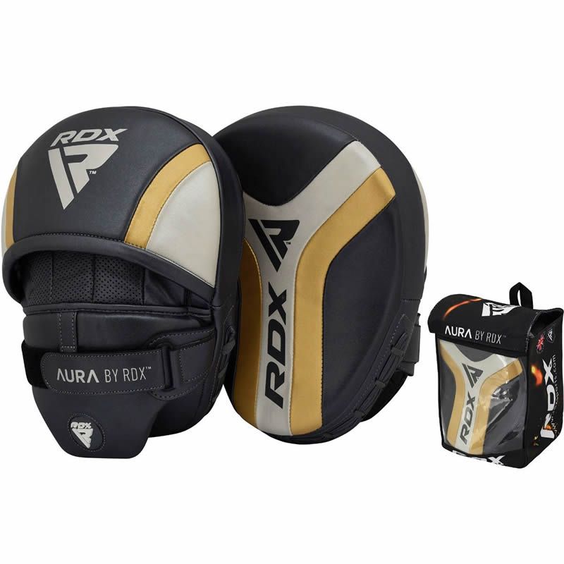RDX Aura T-17 Thai Pads - Black/White/Gold