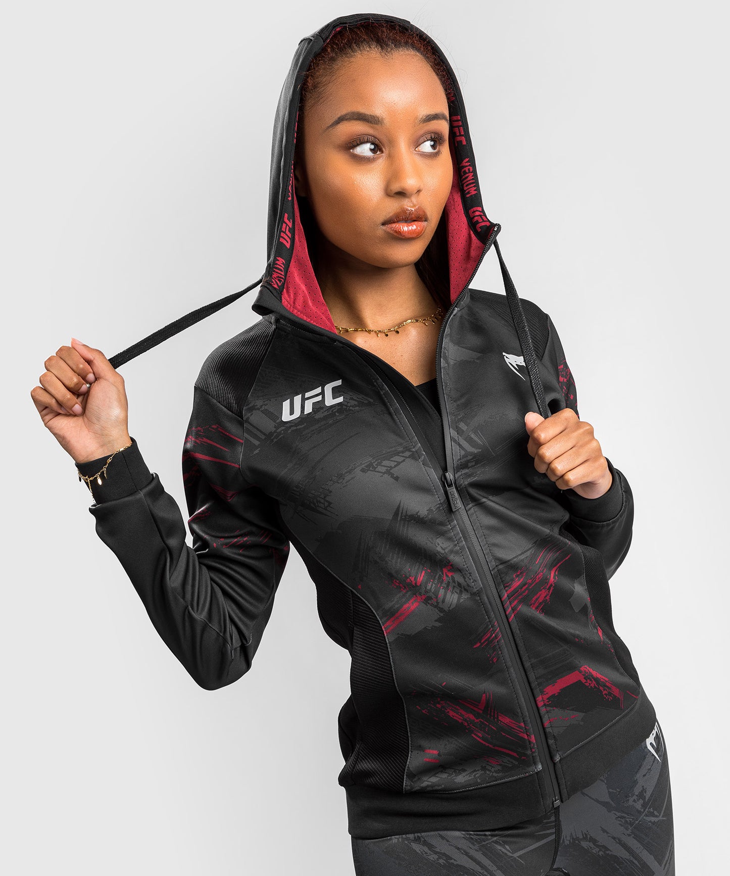 Sweatshirt Zippé UFC Venum Authentic Fight Week 2.0 - Pour Femmes - Noir/Rouge