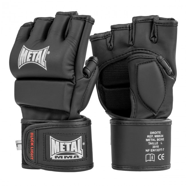 Metal Boxing MMA Gloves Black Light