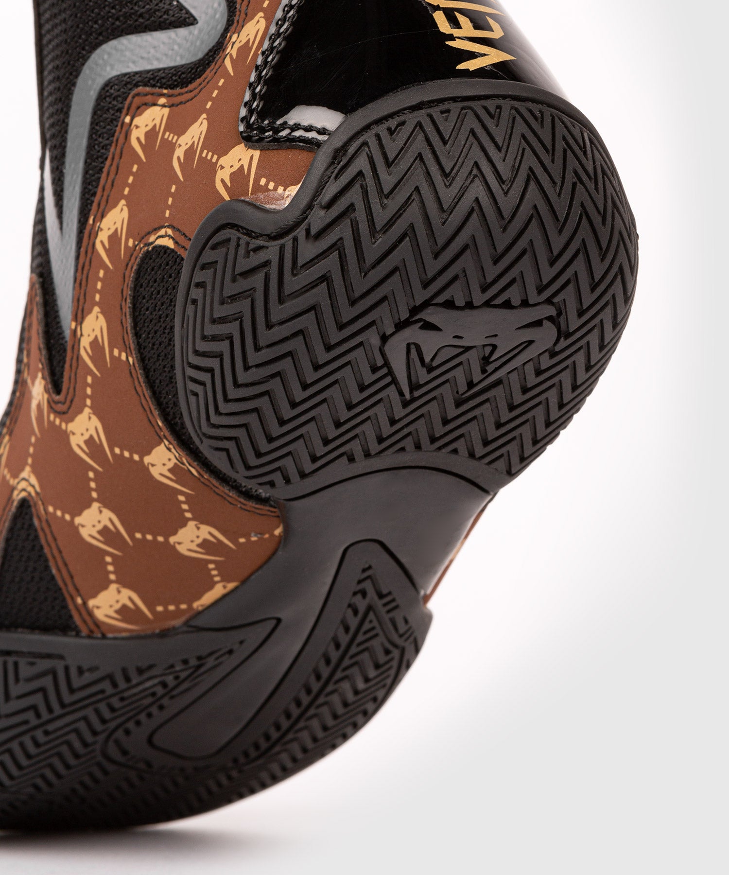 Venum Elite Evo Monogram Boxing Shoes – Black/Brown – Dragon Bleu