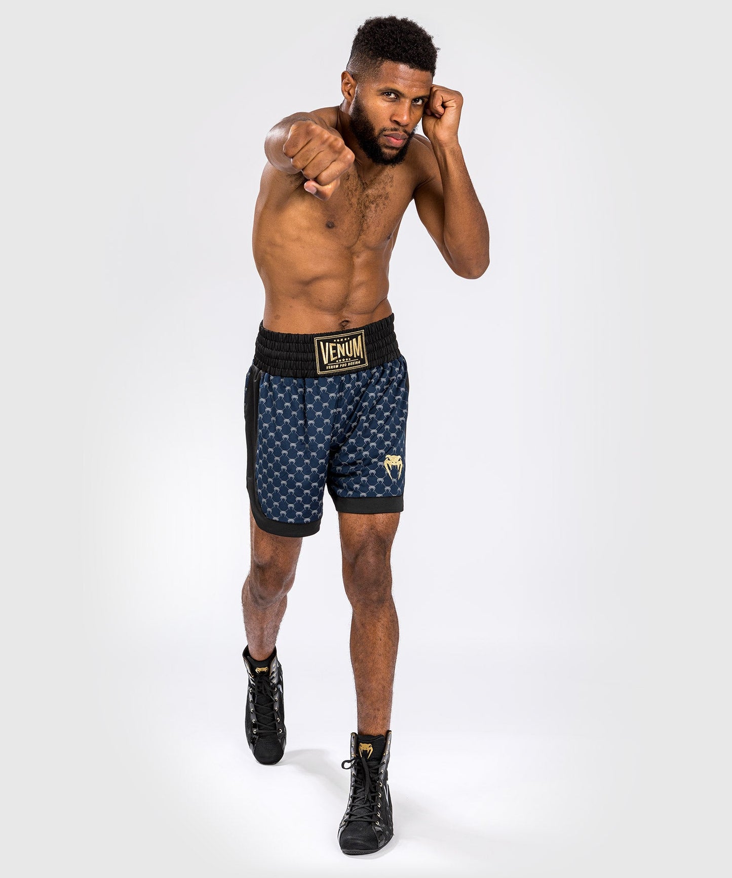 Short de Boxe Venum Monogram - Noir/Bleu Marine