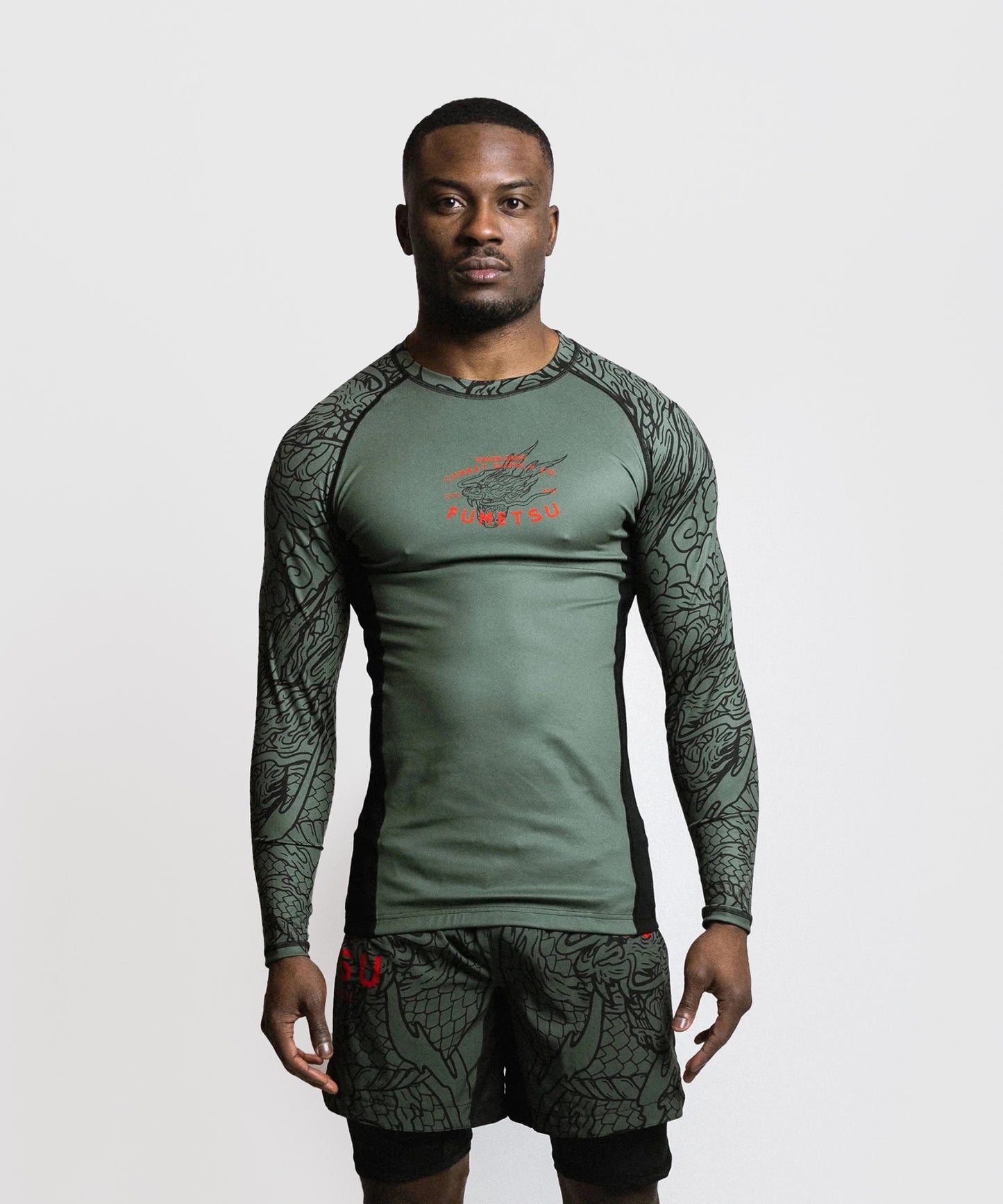 Fumetsu Dragon Slayer Long Sleeve Rashguard - Khaki/Orange