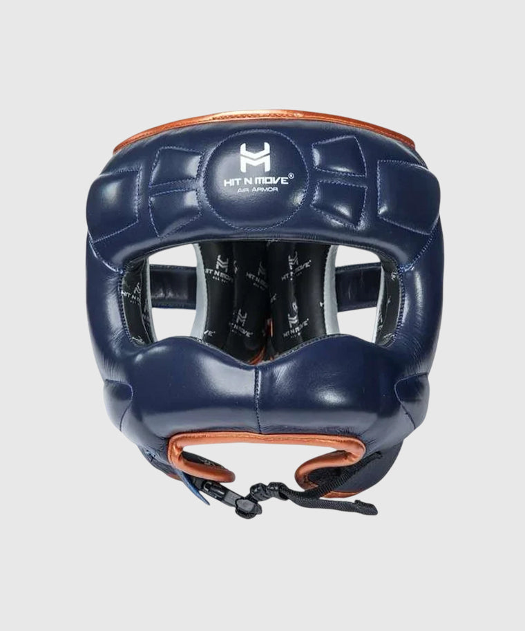 Hit N Move Air Armor Casco de Boxeo con Barra Facial - Azul Marino