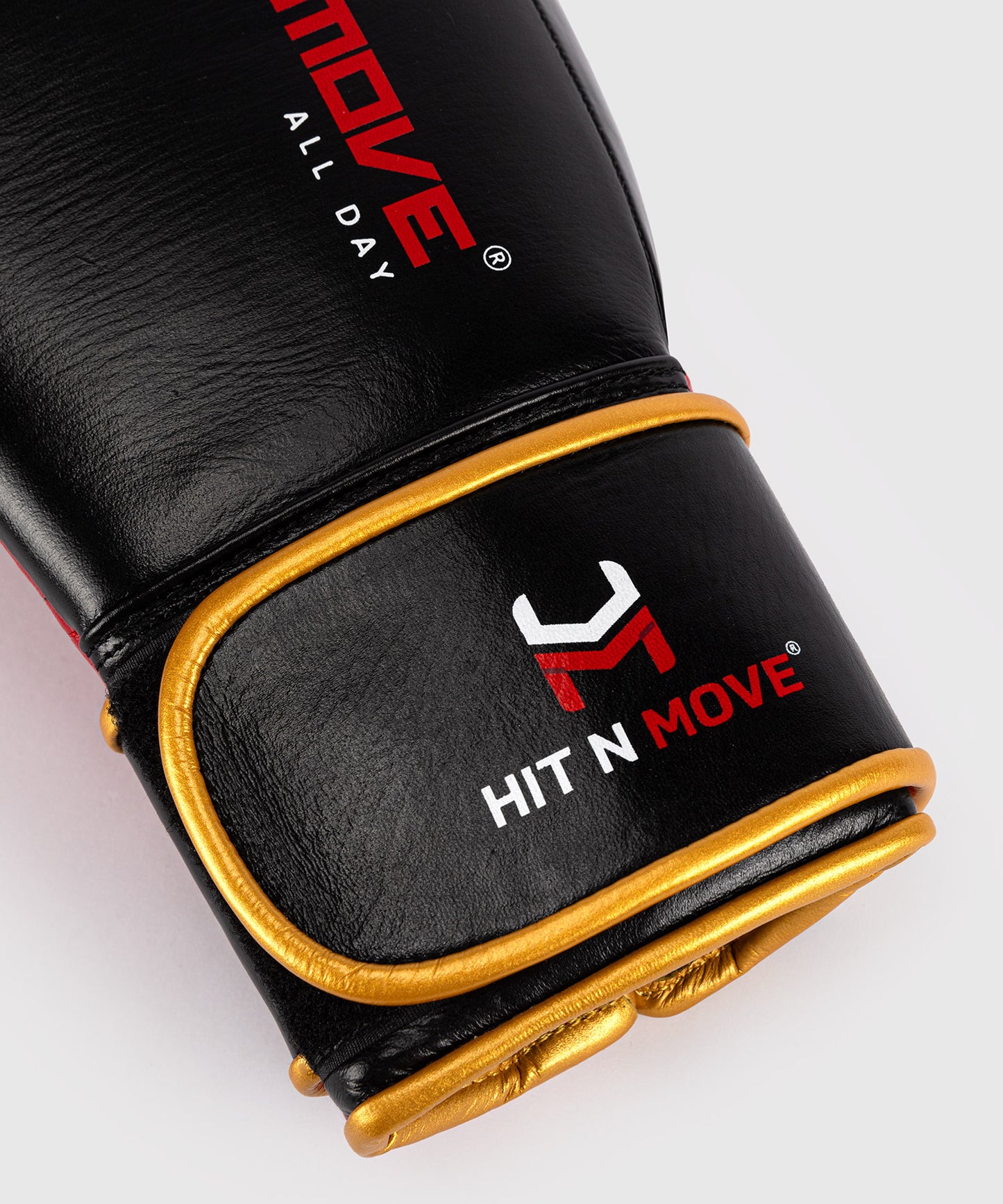 Hit N Move All Day® Pro Agility Boxing Gloves - Black/Red/Gold