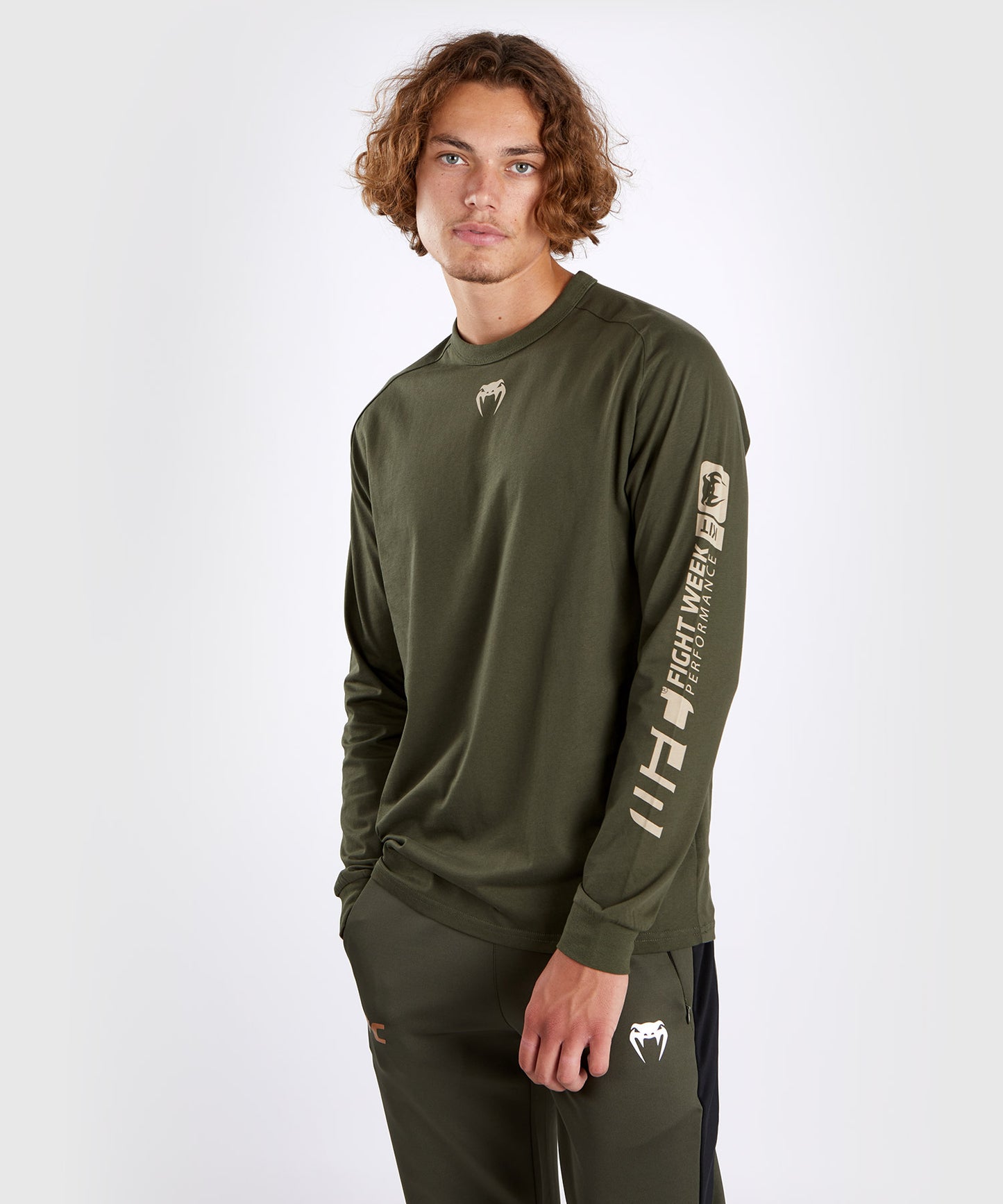 T-shirt à manches longues pour Hommes UFC Adrenaline by Venum Fight Week - Khaki