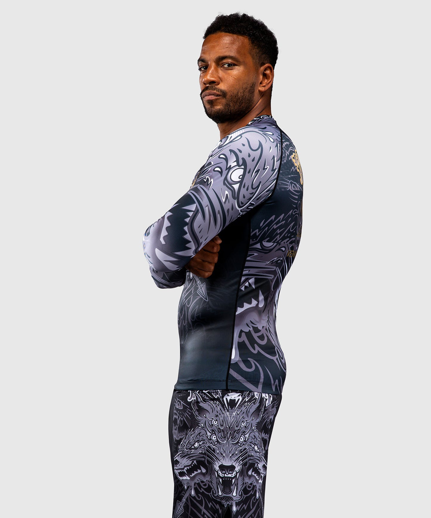 Venum Wolf Atak Langarm Rashguard – Schwarz/Grau