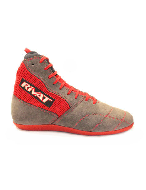 Chaussures de boxe française Savate Rivat Boom - Gris/Rouge