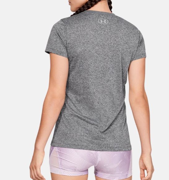 T-Shirt Frau Under Armour UA Tech™ V-Neck Graphic - Grau Meliert - Grau