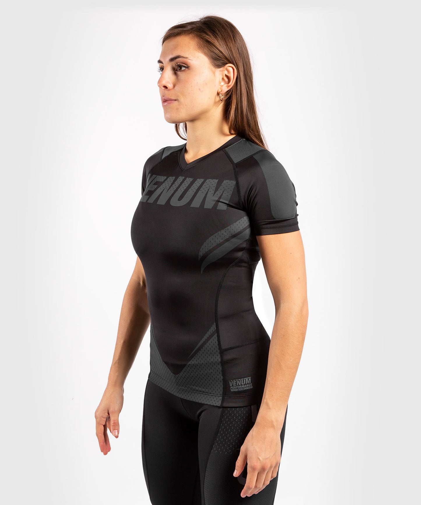 T-shirt de compression Venum ONE FC Impact - manches courtes - pour femme - Noir/Noir
