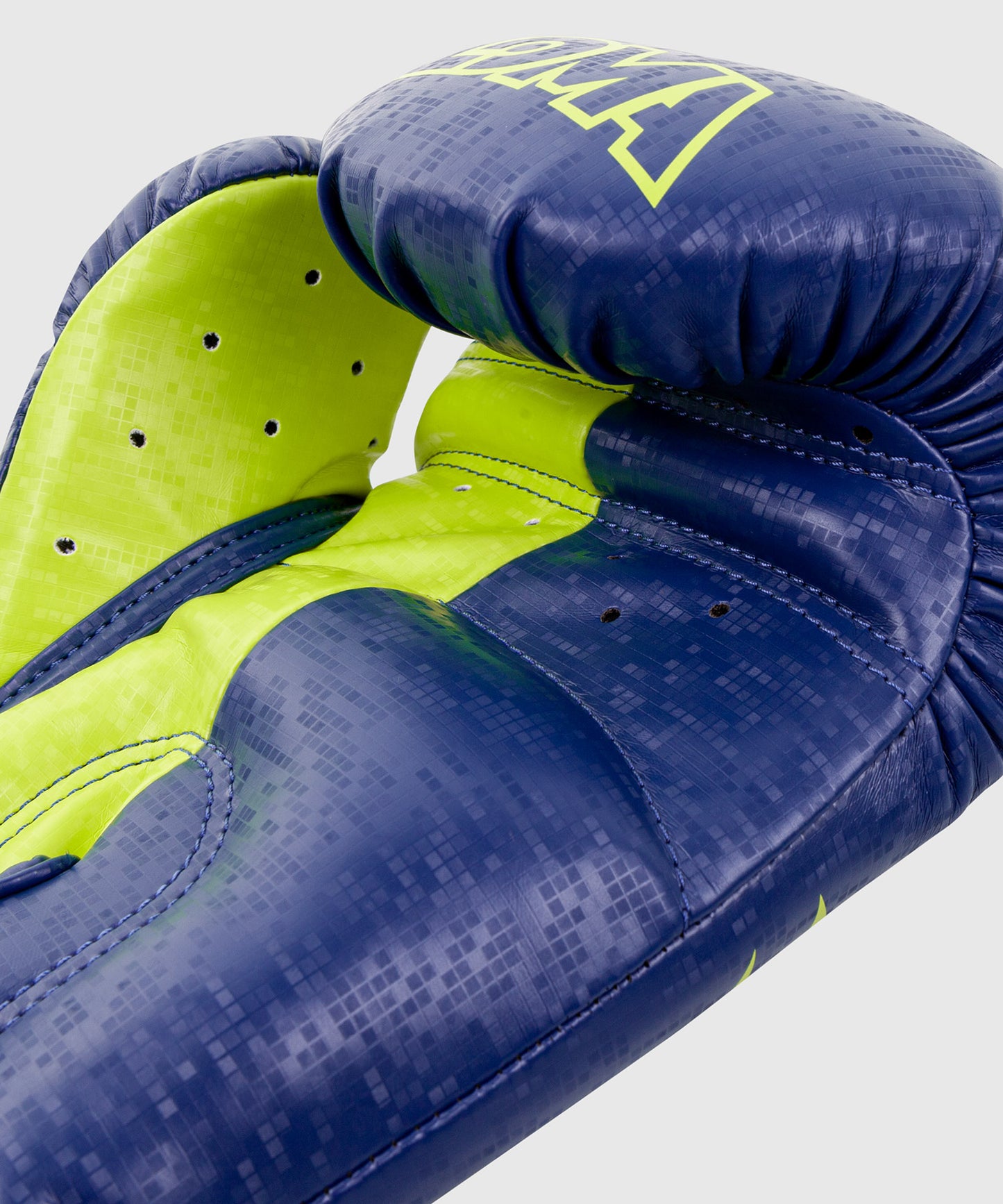Gants de boxe Venum Origins Edition Loma - Bleu/Jaune avec poignet ajustable par velcro