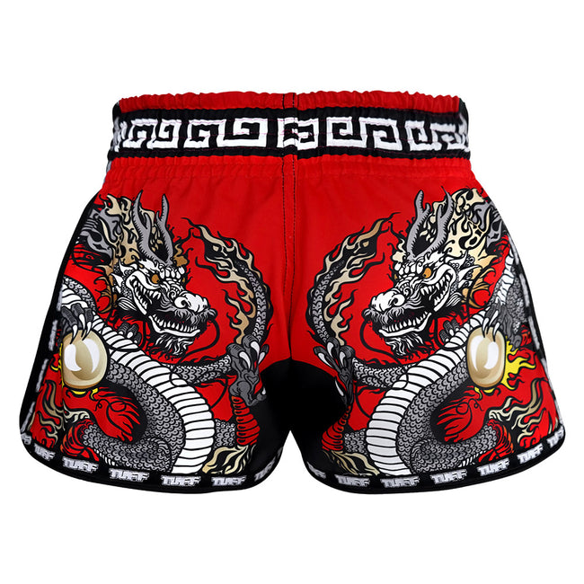 Short Muay Thai Tuff Retro Style Red Chinese Dragon - Rouge