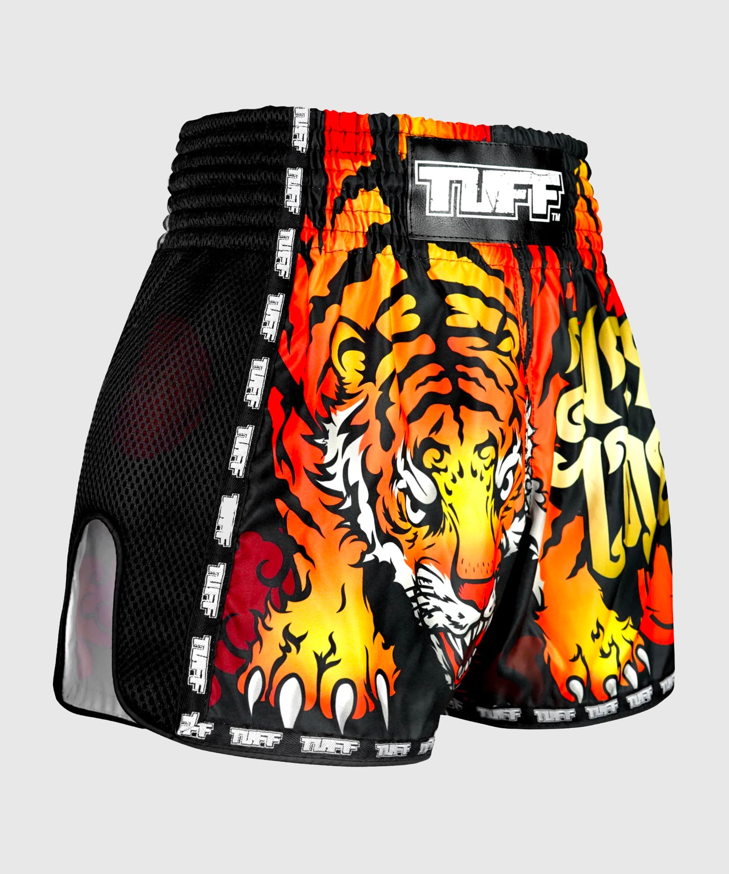 Short Muay Thai Tuff New Retro Orange Furious Tiger - Noir