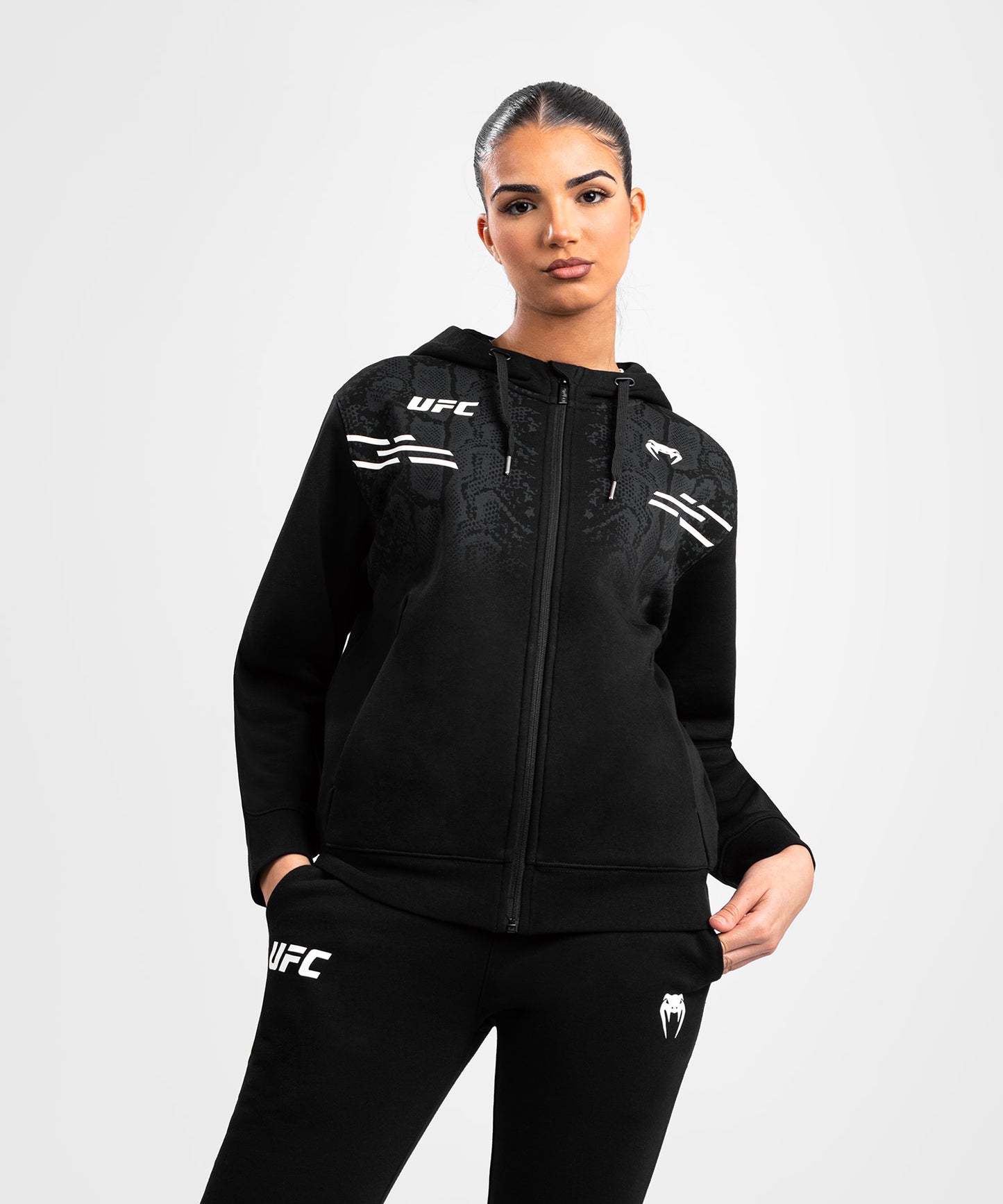 Sweatshirt zippé à capuche pour Femmes UFC Adrenaline by Venum Replica - Noir