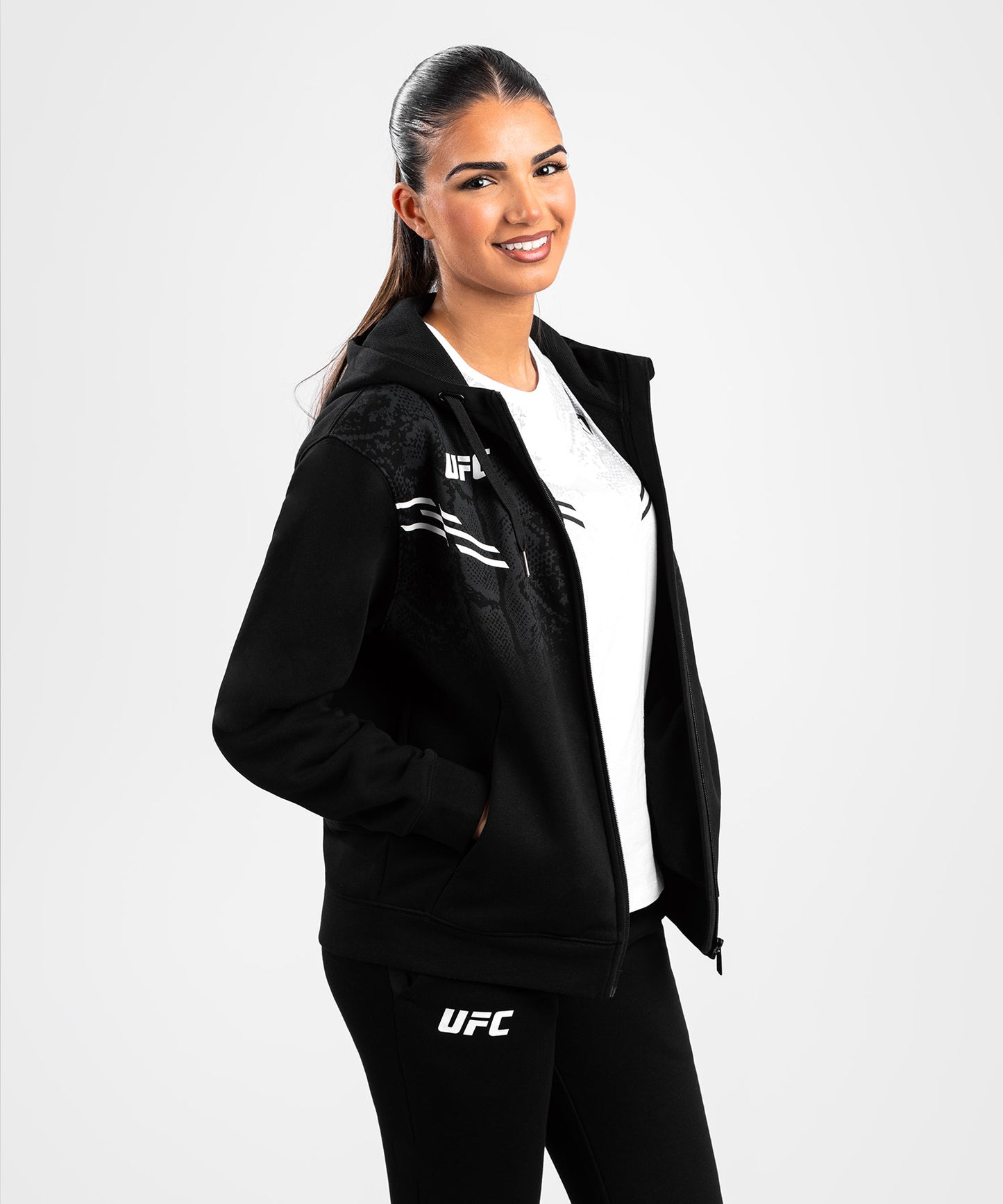 Sweatshirt zippé à capuche pour Femmes UFC Adrenaline by Venum Replica - Noir