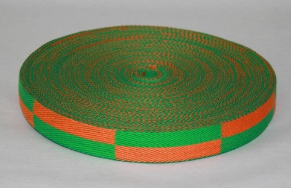 Rouleau de ceinture de Karaté bicolore Fuji Mae - 50 mètres - Orange/Vert
