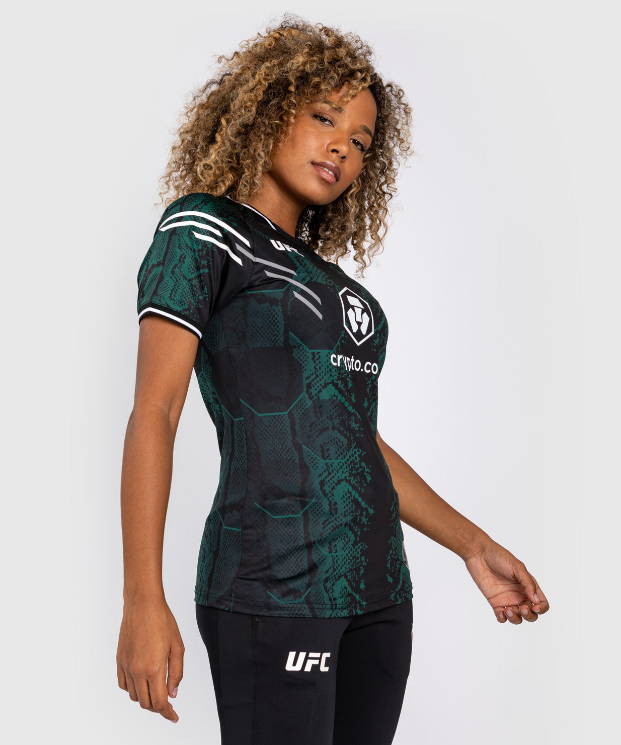 UFC Adrenaline Women's Technical T-Shirt by Venum Authentic Fight Night - Emerald Edition - Grün/Schwarz